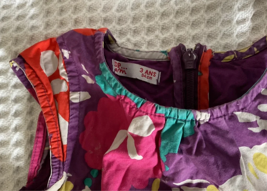 🔥-20%🔥 Robe DPAM 💯 coton Fleurie – Violette & Multicolore – T.3 ans (94 cm) – photo 4